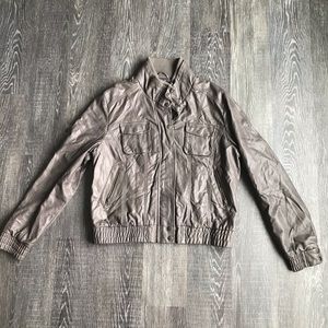 Faux Leather Bomber Jacket